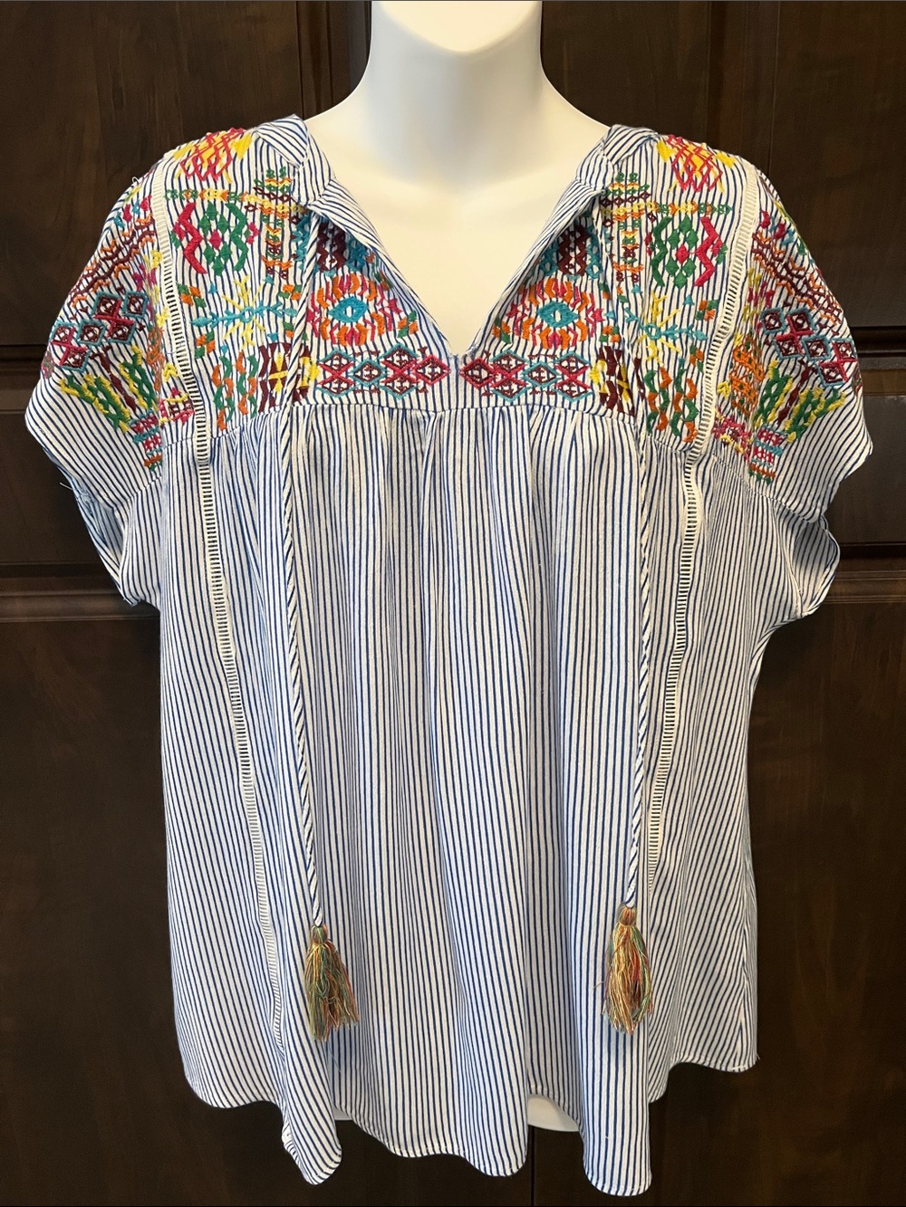 Jodifl Embroidered Blouse with Tassels